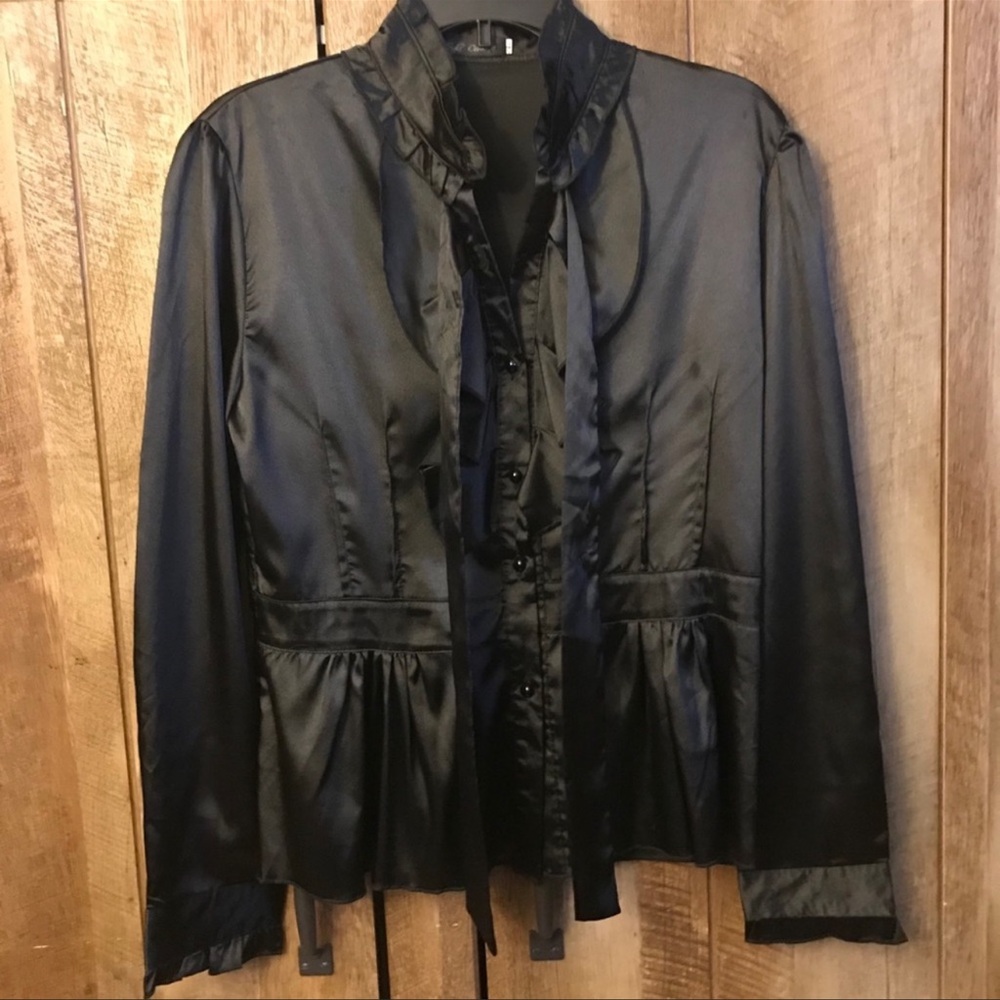 ♠️IKY& ME BLACK BUTTON DRY TIE IN FRONT THIN SHIRT